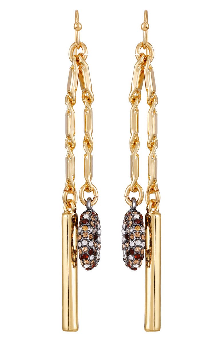 Vince Camuto Pavé Crystal Drop Earrings, Main, color, Gold Tone