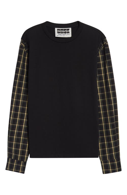 Eenk Contrast Long Sleeve Top In Black