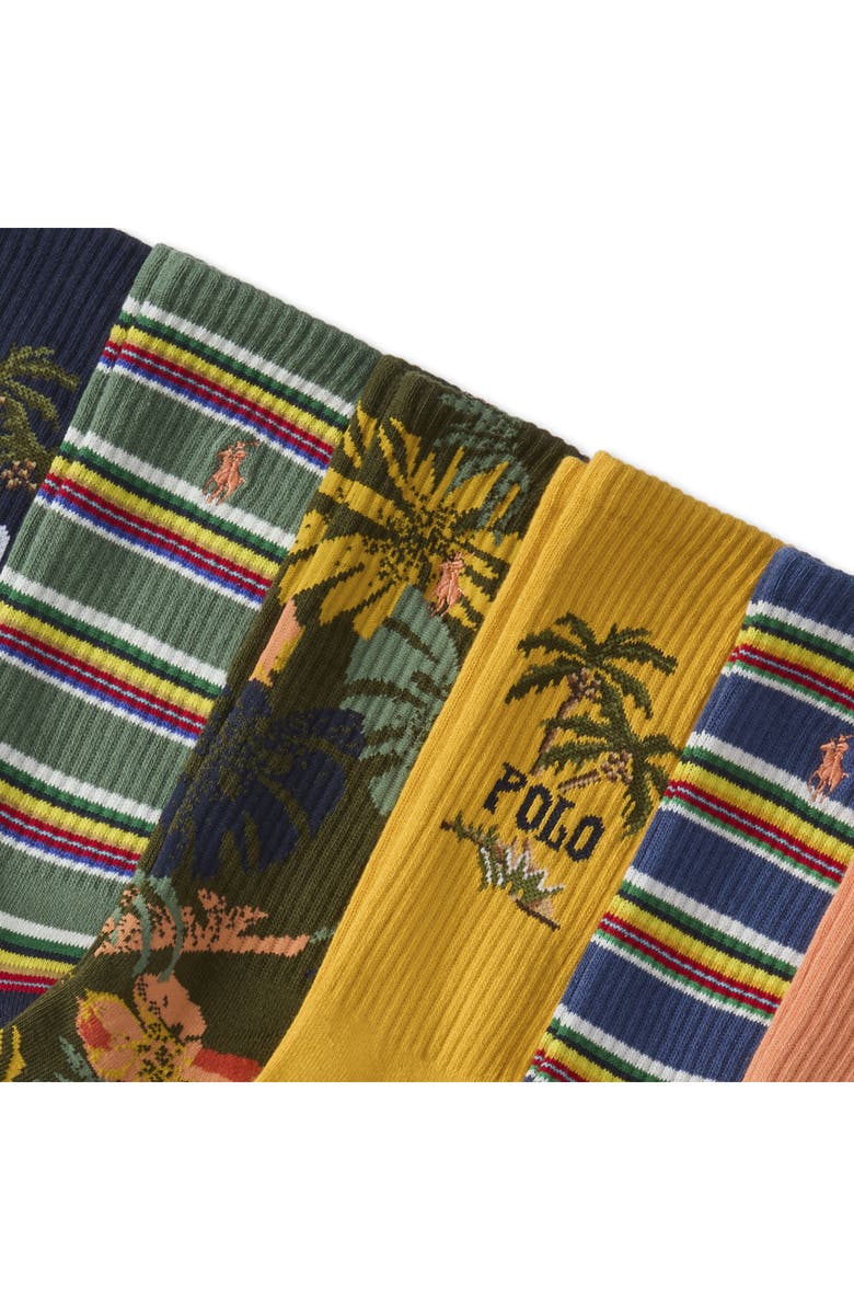 Polo Ralph Lauren Assorted 6-Pack Surf Club Bear Crew Socks, Alternate, color, 