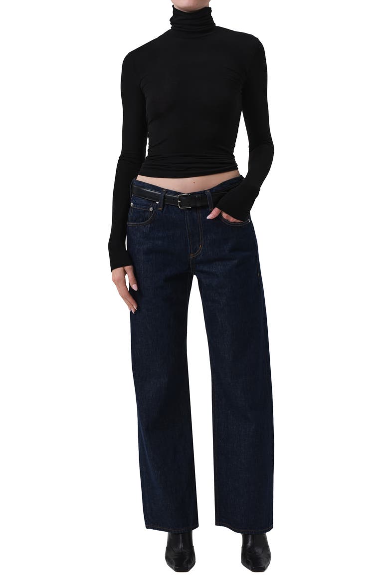 Caradene Scrunch Turtleneck, Alternate, color, BLACK