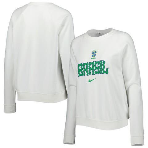 Women's Nike White Brazil National Team Lockup Varsity Tri-Blend Raglan Pullover Sweatshirt