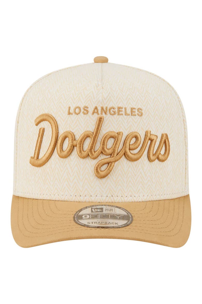 Men's New Era  Cream Los Angeles Dodgers Herringbone 9FIFTY A-Frame Snapback Hat, Alternate, color, Cream
