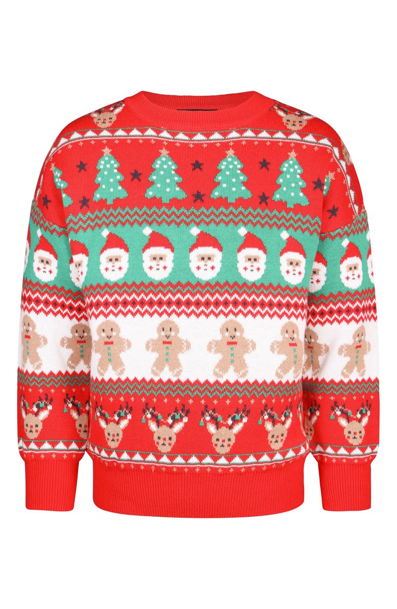 Rock Your Kid Kids
 Christmas Fair Isle Cotton Crewneck Sweater, Alternate, color, Holiday Red