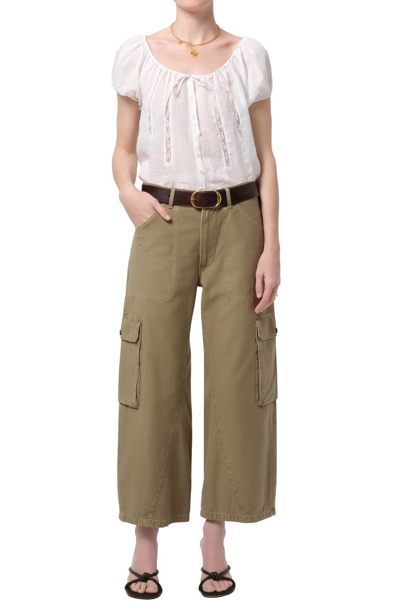 Citizens of Humanity Thassos Twisted Seam Ankle Utility Pants, Alternate, color, Bezal Medium Olive Green