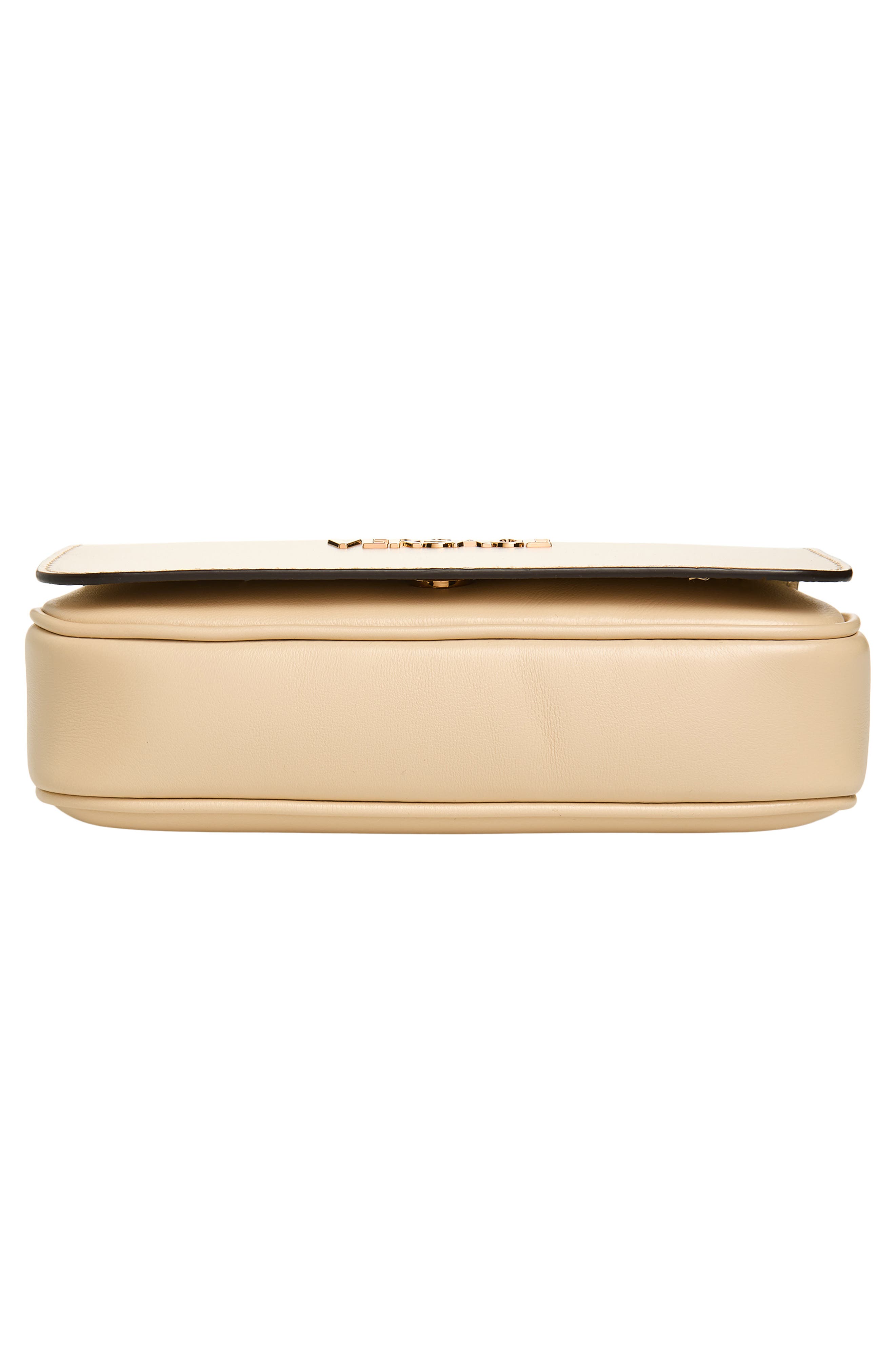 Versace Mini Tag Leather Shoulder Bag, Alternate, color, Cream-Versace Gold