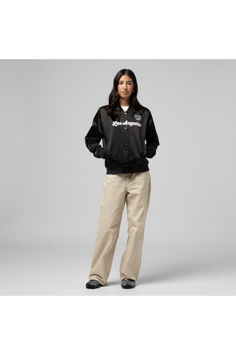 Women's Mitchell & Ness  Black Las Vegas Raiders Full-Snap Satin Jacket, Alternate, color, Black