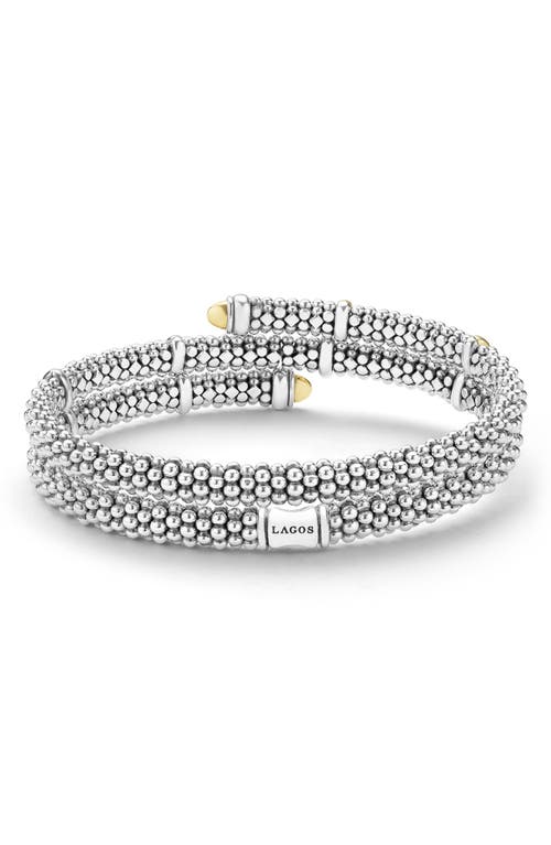 Lagos Two-tone Caviar Diamond Versa Wrap Bracelet In Metallic