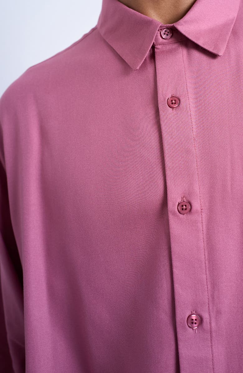 Topman Relaxed Fit Twill Button-Up Shirt, Alternate, color, Mauve
