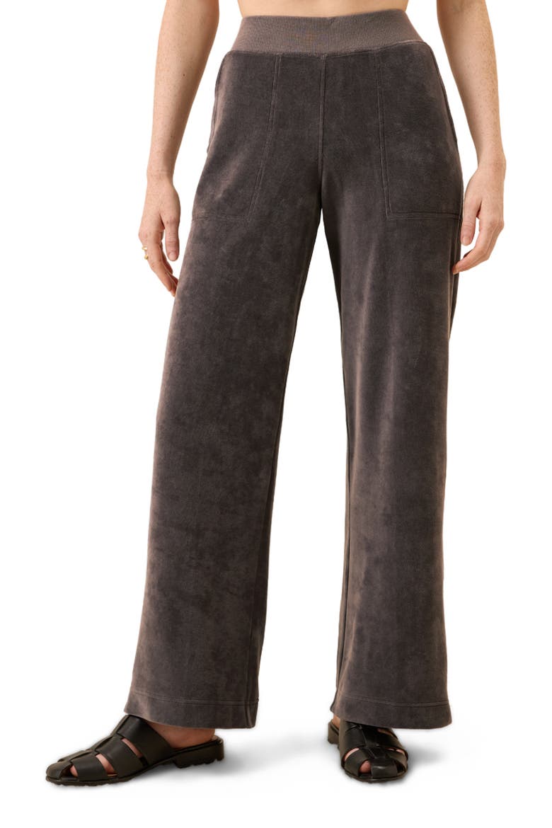 Organic Cotton Pure Velour Wide Leg Pant, Alternate, color, Graphite