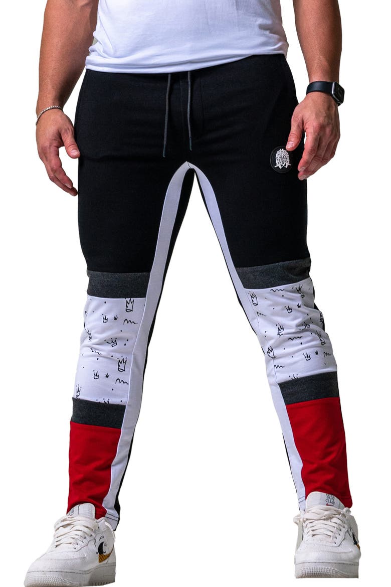 Crown Colorblock Joggers, Alternate, color, BLACK