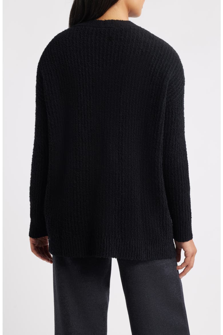 Ribbed Boyfriend Cardigan, Alternate, color, BLACK