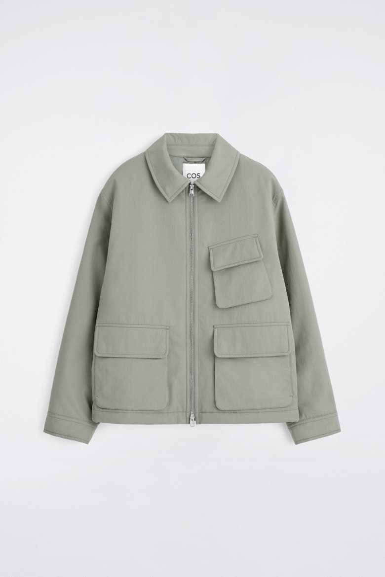 Padded Nylon Utility Jacket, Alternate, color, SAGE GREEN