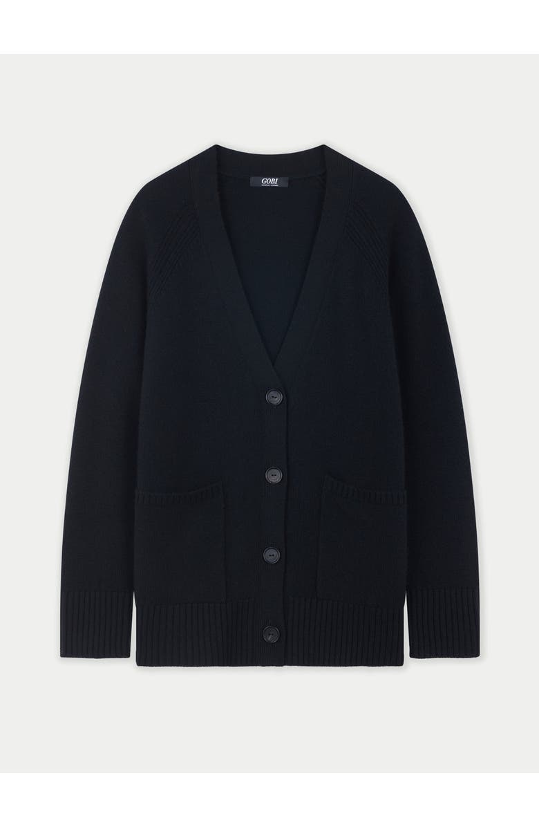 GOBI Mongolian Cashmere Relaxed-Fit Cashmere Cardigan, Main, color, Black