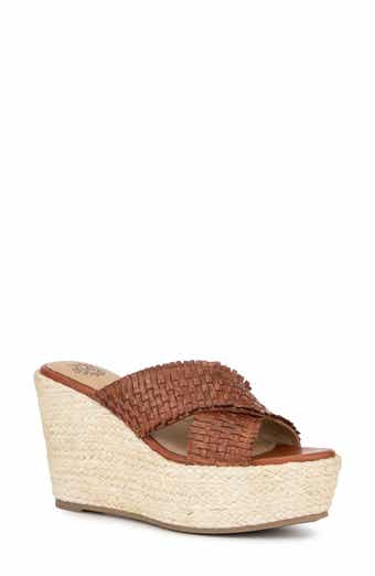 VINTAGE FOUNDRY Lorie Leather Espadrille Platform Wedge Sandal