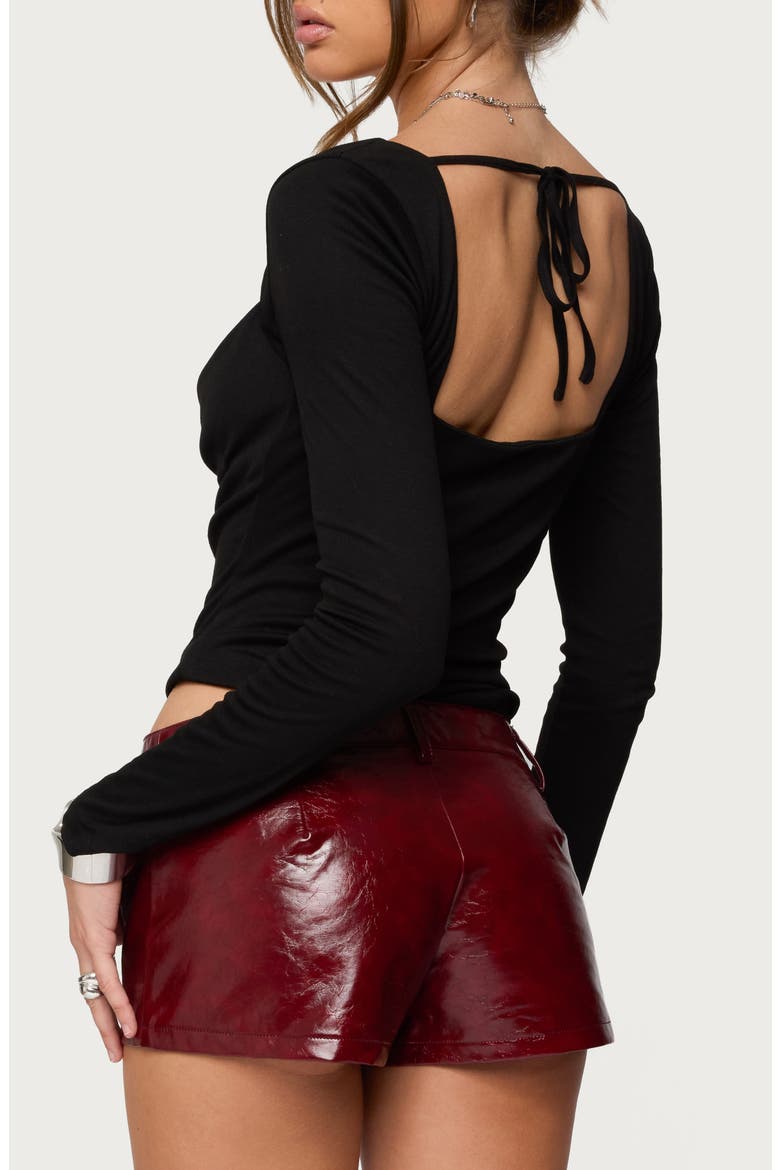 Oaklyn Layered Long Sleeve Crop Top, Alternate, color, BLACK