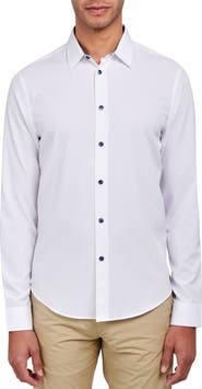 Brooklyn Brigade Slim Fit Solid 4-Way Stretch Performance Long Sleeve Shirt