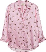 L'AGENCE Dani Bull Skull Silk Button-Up Shirt