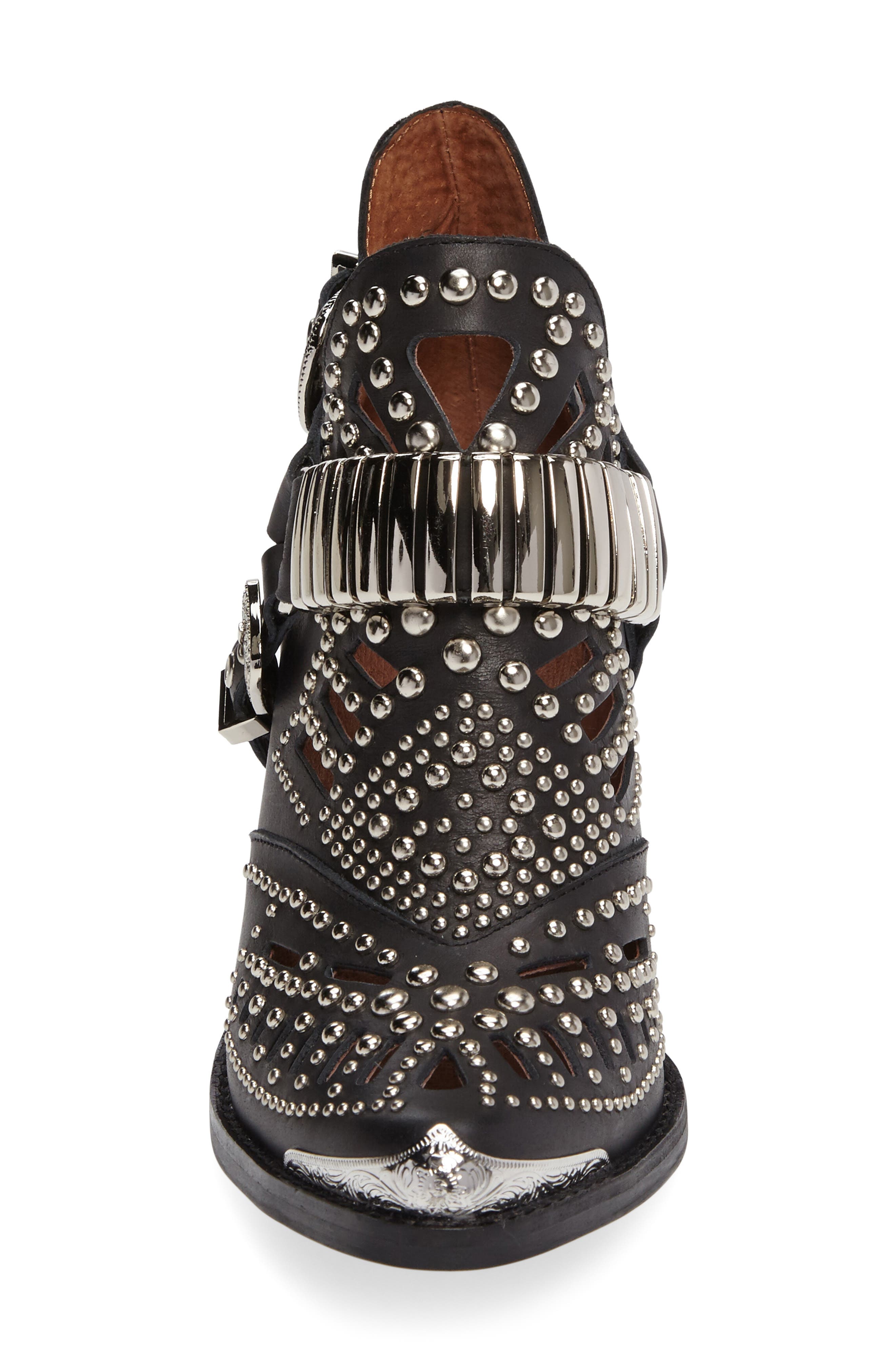 'Calhoun' Cutout Bootie, Alternate, color, BLACK SILVER LEATHER