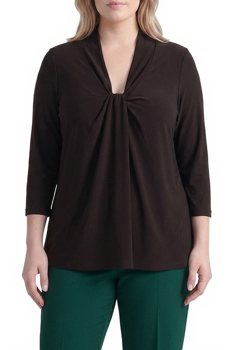 Twist Front Knit Top, Main, color, RICH CHOCOLATE