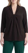 KASPER Twist Front Knit Top