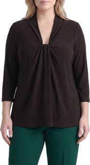 KASPER Twist Front Knit Top