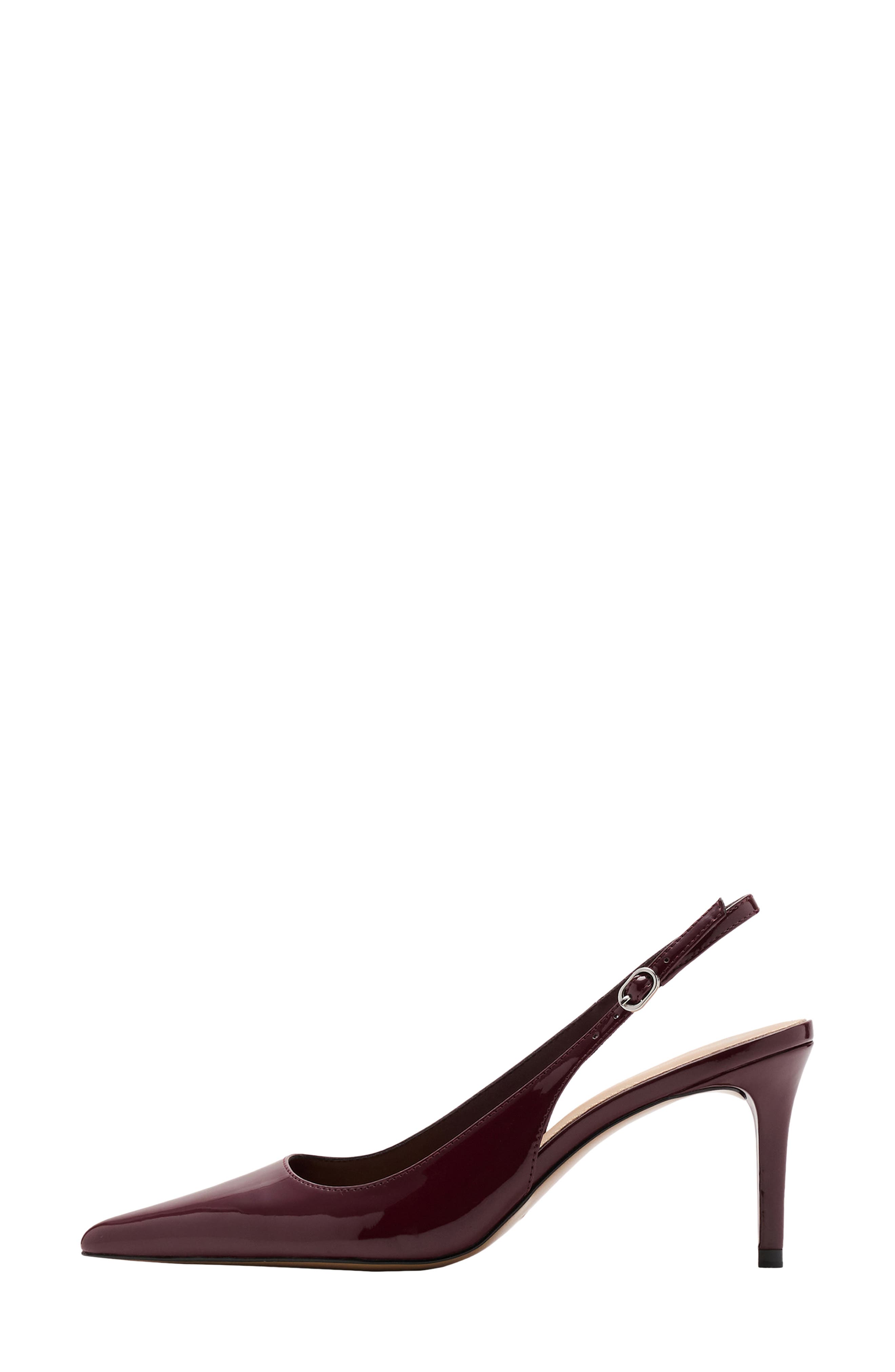 Patent Leather Pointed Toe Slingback Pump, Alternate, color, BURGUNDY