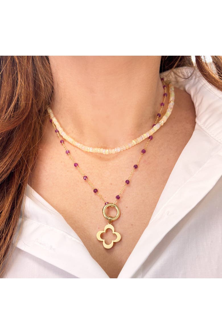 Ruby Bead Chain Necklace, Alternate, color, Ruby