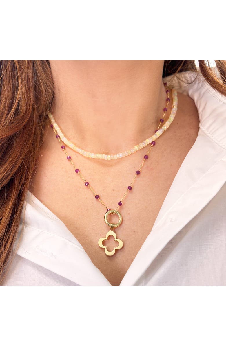 The Lovery Fine Jewelry Ruby Bead Chain Necklace, Alternate, color, Ruby