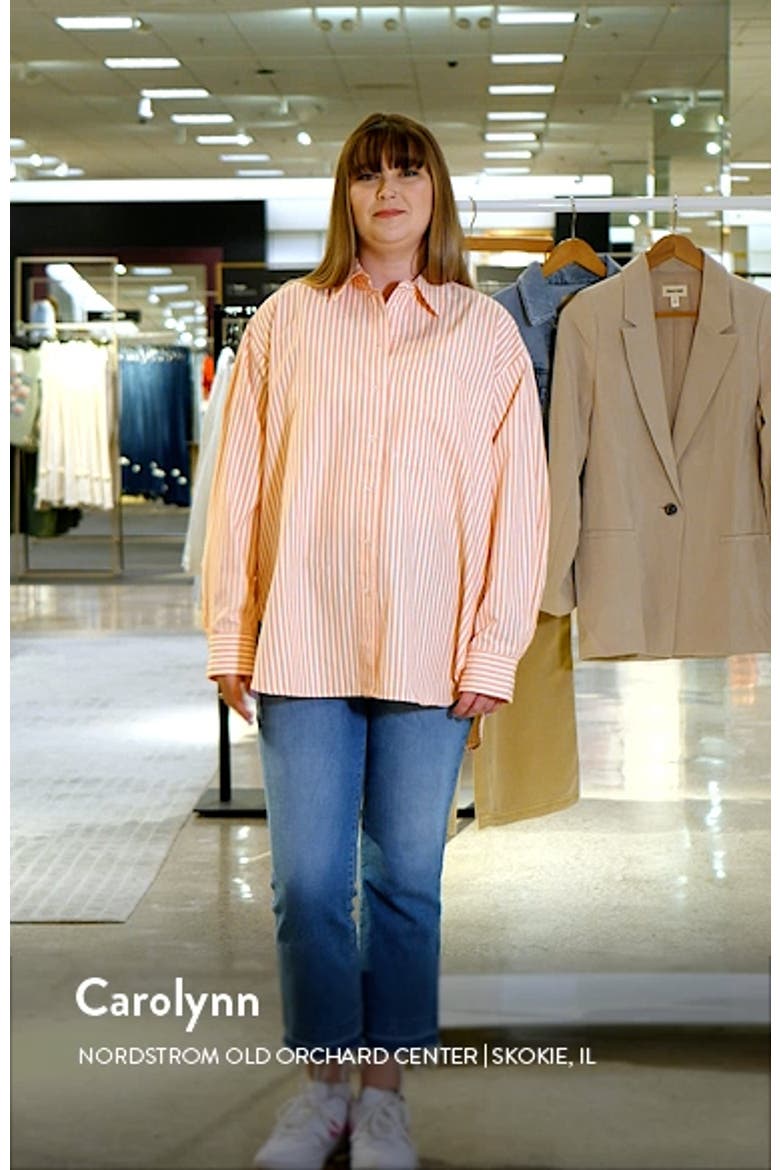 Oversize Stripe Cotton Button-Up Shirt video