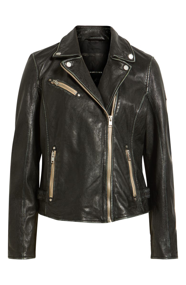 MAURITIUS Sofia Lambskin Moto Jacket, Alternate, color, Black