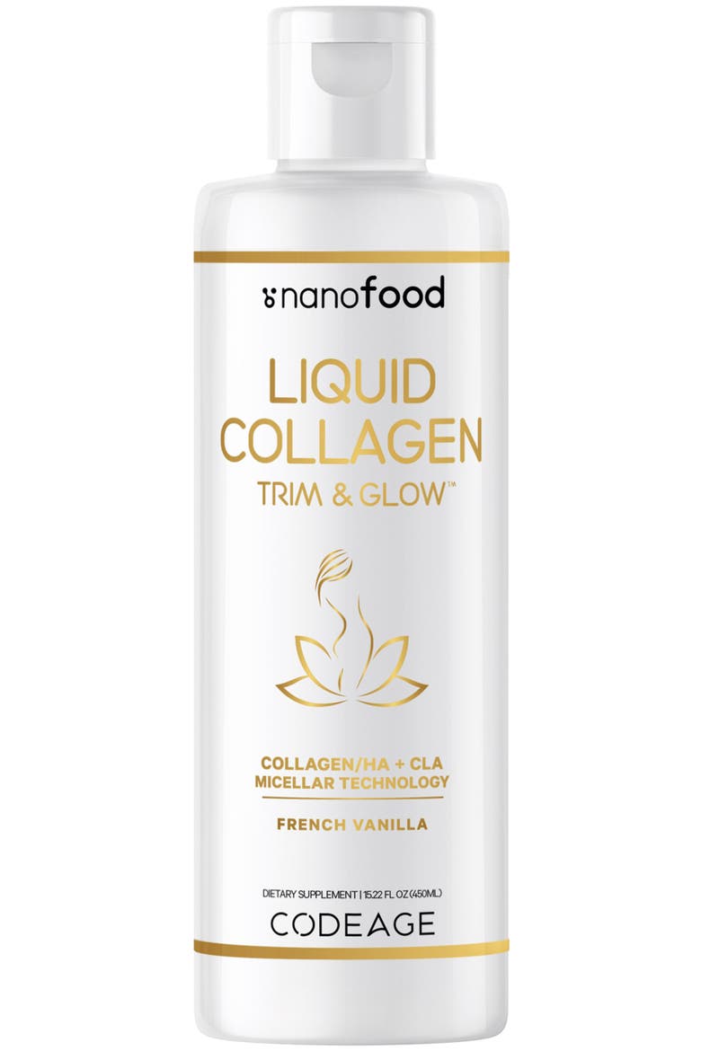 Liquid Collagen Trim & Glow Supplement Vanilla, Main, color, White