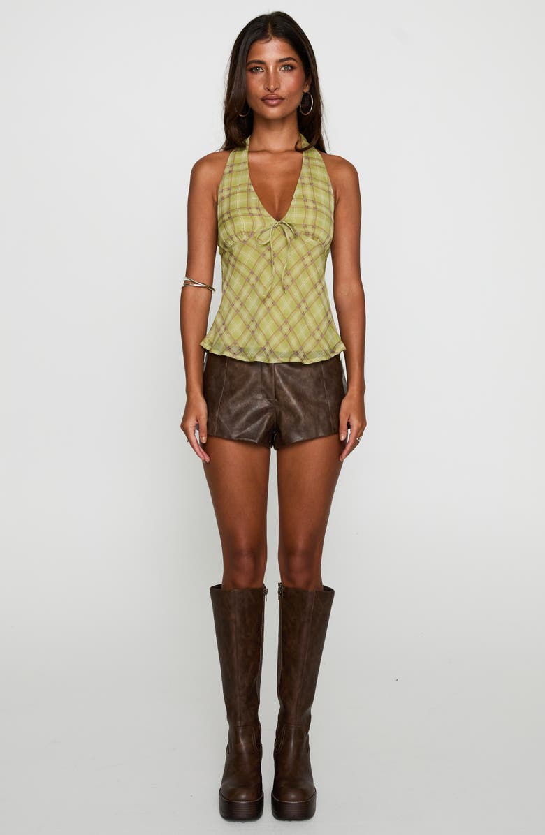 Princess Polly Amalthea Check Halter Top, Alternate, color, Green Check