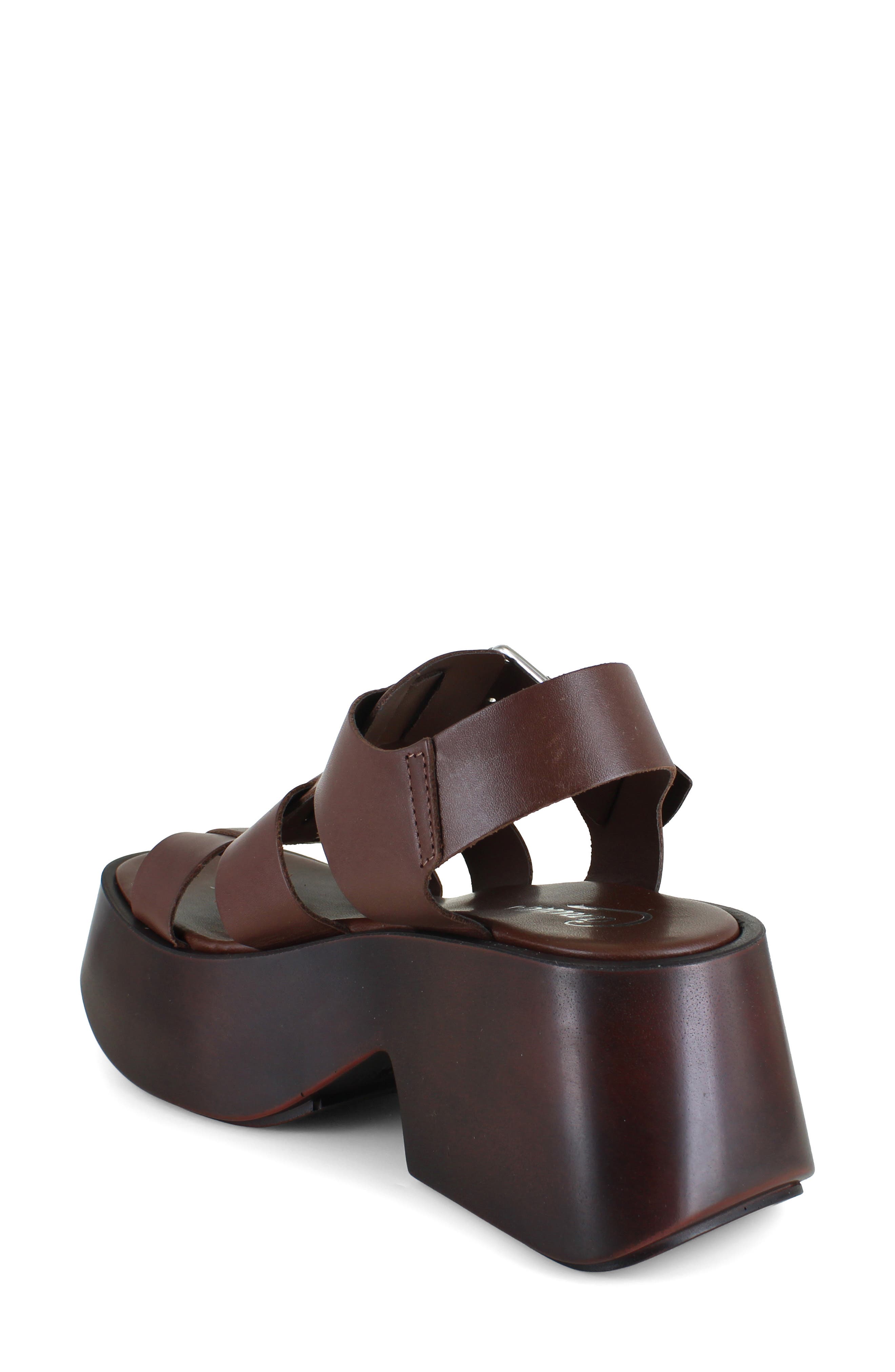 Candie's Laura Platform Sandal, Alternate, color, Brown Leather