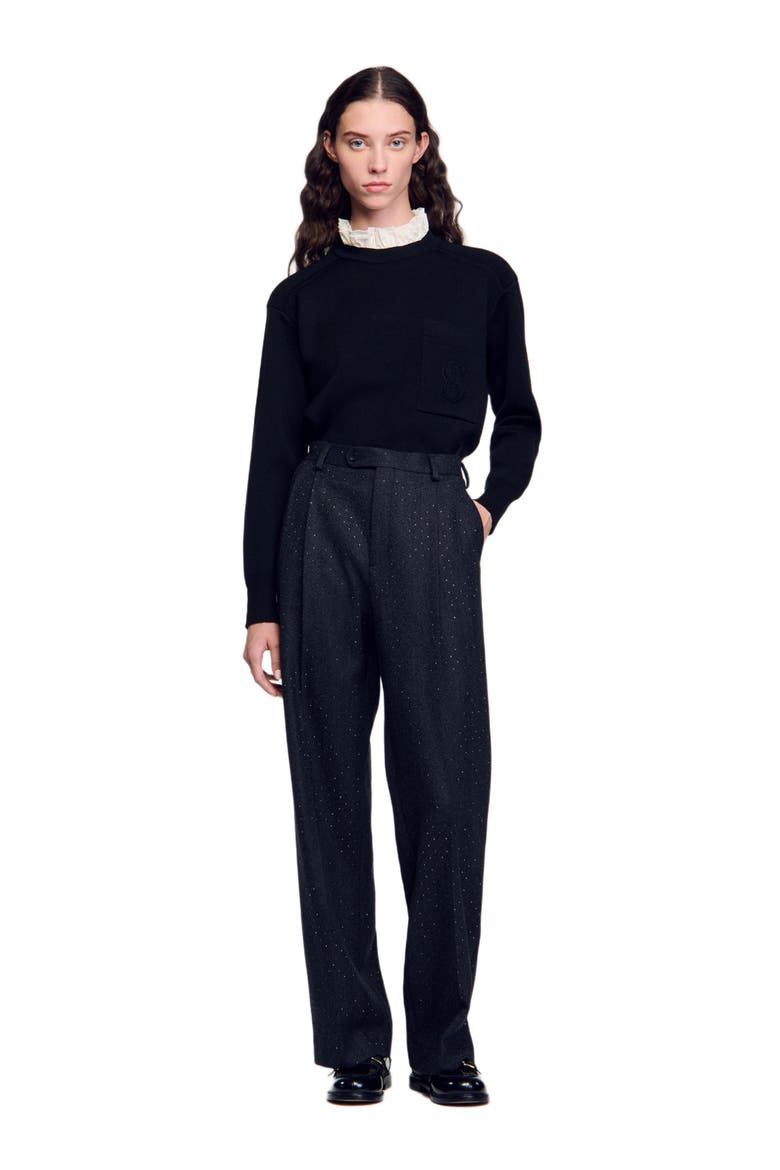 Striped trousers, Alternate, color, Dark grey