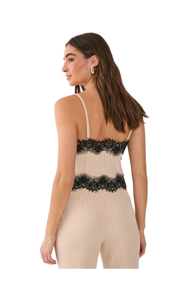 Pinstripe Lace Trim Tailored Strappy Top, Alternate, color, Ecru