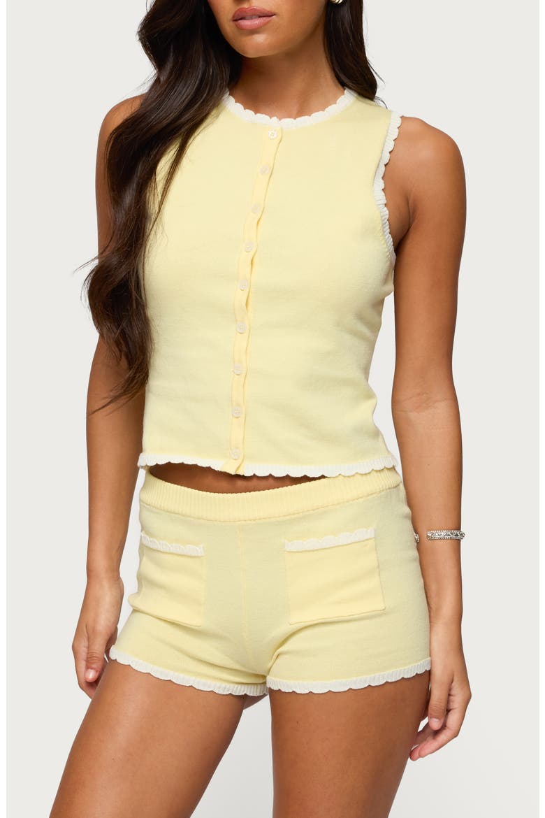 Leila Scallop Trim Crop Tank Top, Main, color, YELLOW