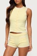 EDIKTED Leila Scallop Trim Crop Tank Top