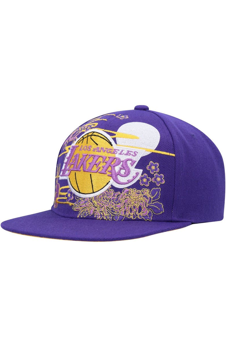 Mitchell & Ness Men's Mitchell & Ness Purple Los Angeles Lakers Hardwood Classics Asian Heritage Scenic Snapback Hat, Main, color,