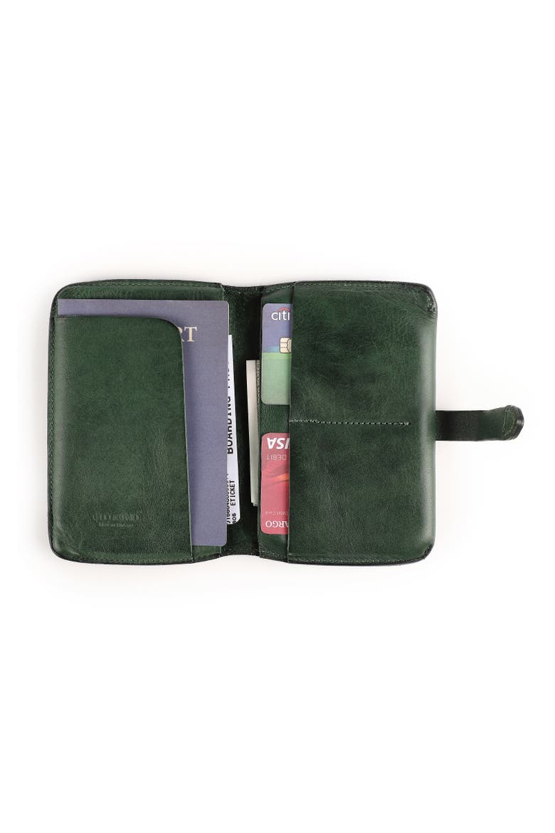 Leeds Genuine Leather Bifold Passport Holder, Alternate, color, Kale