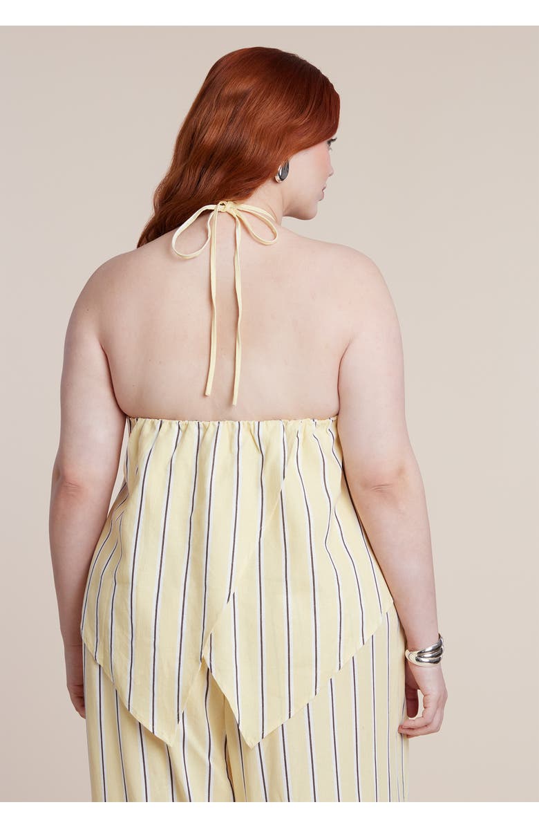 ELOQUII Linen Halter Top, Alternate, color, Sunlight Stripe