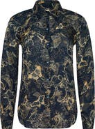 L'AGENCE Nina Zodiac Toile Print Silk Button-Up Shirt