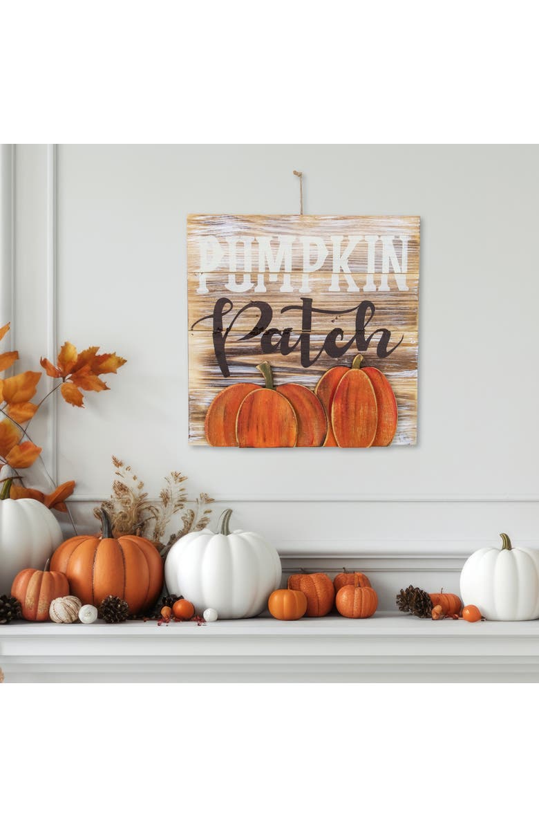 Northlight Pumpkin Patch Fall Harvest Wooden Wall Sign - 12", Alternate, color, Orange