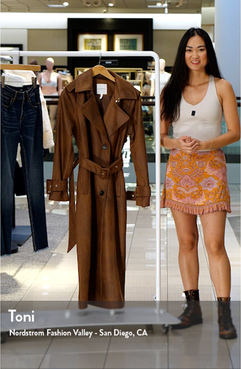 Double Breasted Faux Suede Trench Coat, sales video thumbnail