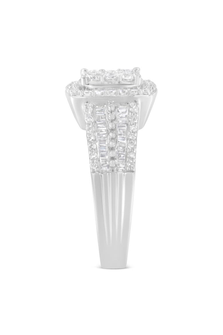 10K White Gold 1.0 Cttw Diamond Halo Cluster Ring, Alternate, color, White Gold