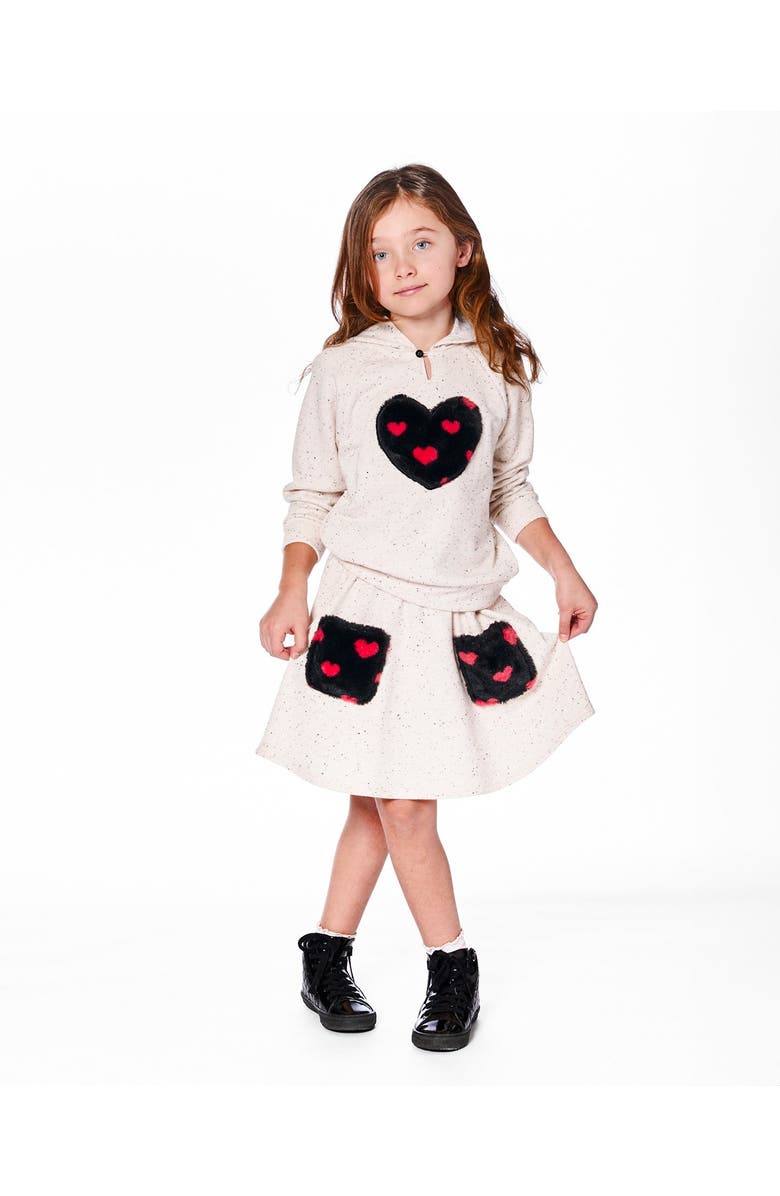 Deux par Deux Glittering French Terry Skirt, Main, color, Beige And Black