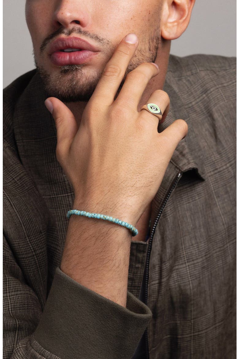 Evil Eye Signet Ring, Alternate, color, Silver / Green Eye