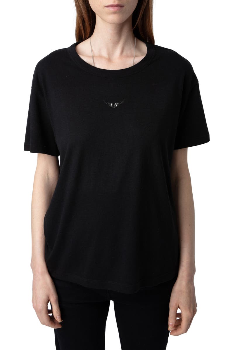 Zadig & Voltaire Marta Diamante Wings T-Shirt, Main, color,