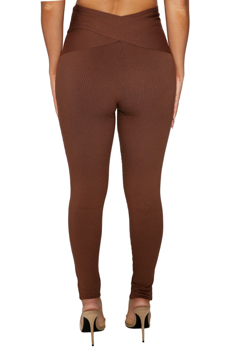Crisscross Ribbed Knit Leggings, Alternate, color, CHOCOLATE