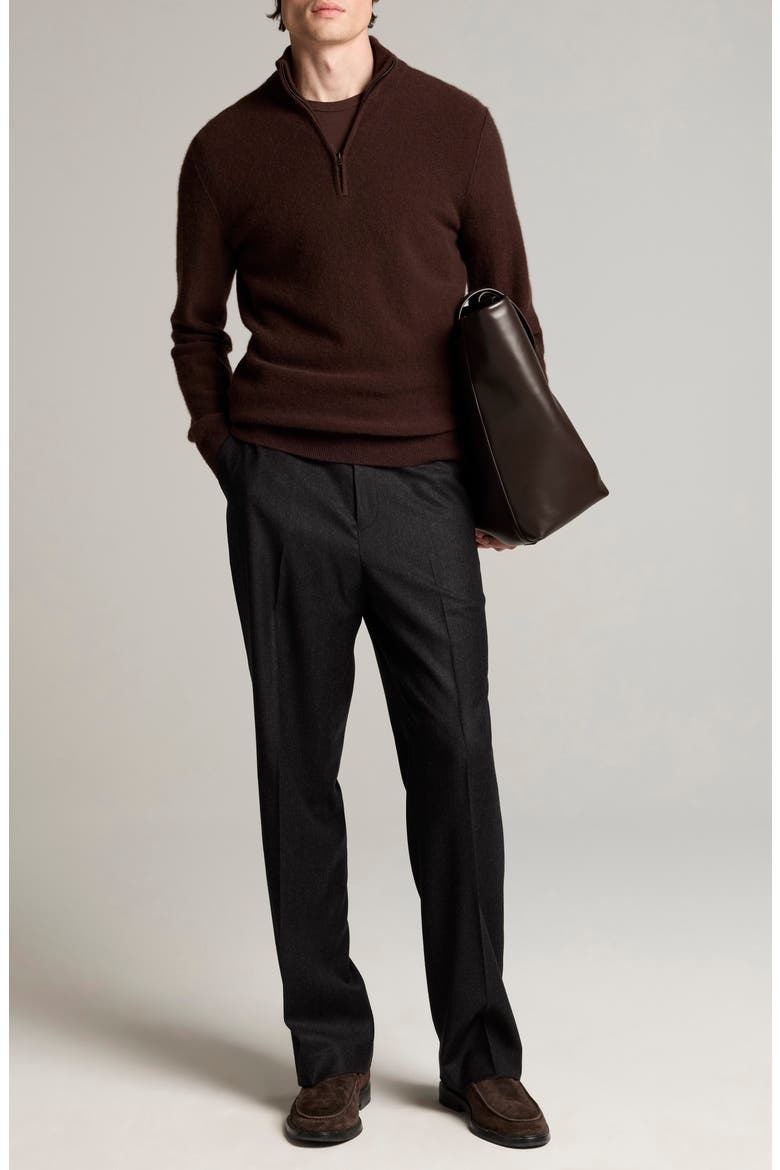 Boiled Cashmere Quarter Zip Sweater, Alternate, color, CHOCOLATE PLUM