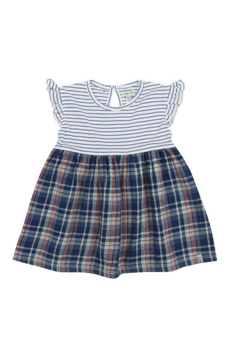 Organic Cotton Check And Stripe Dress (Toddler, Little Kid)